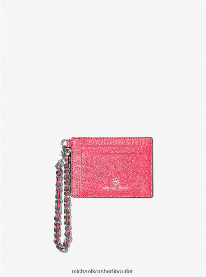 Zubehör de Michael Kors Frauen Kleines Kartenetui aus gekrispeltem Leder mit Kette Geranie 404V221657