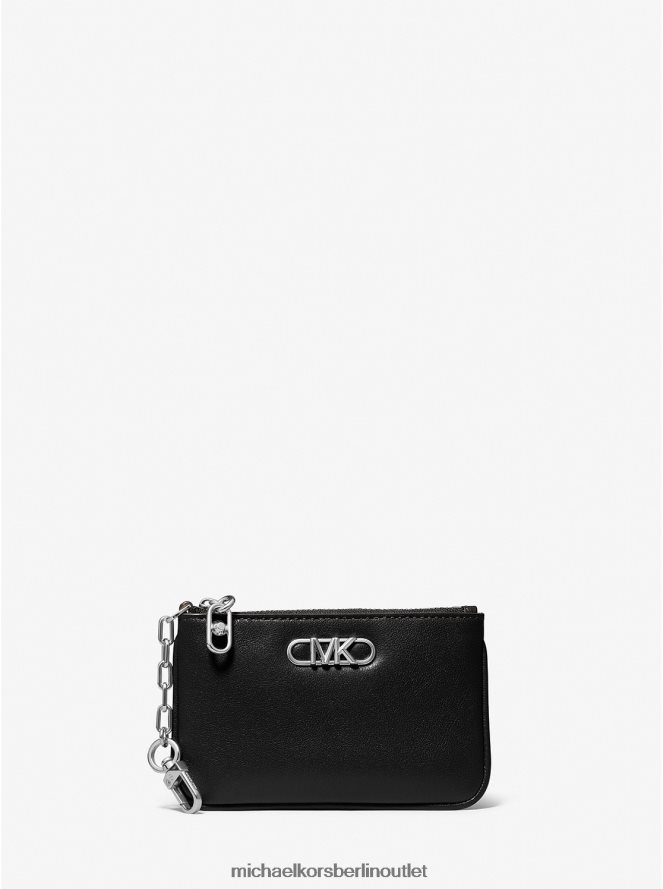 Zubehör de Michael Kors Frauen Kleines Parker-Kartenetui aus Leder mit Reißverschluss Schwarz 404V221667