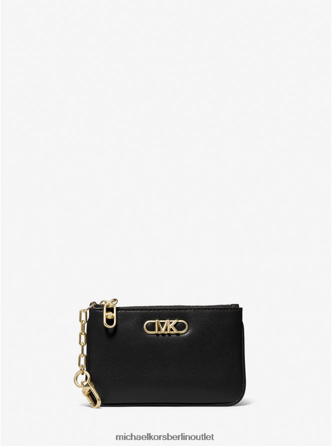 Zubehör de Michael Kors Frauen Kleines Parker-Kartenetui aus Leder mit Reißverschluss Schwarz 404V221673