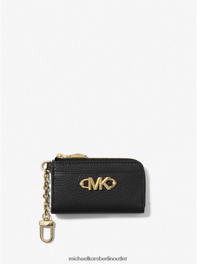Zubehör de Michael Kors Frauen Piper-Kartenetui aus genarbtem Leder mit Reißverschluss Schwarz 404V221656