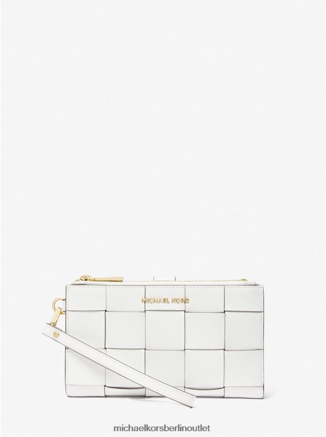 Zubehör de Michael Kors Frauen Adele Smartphone-Geldbörse aus gewebtem Leder Optik weiß 404V221582