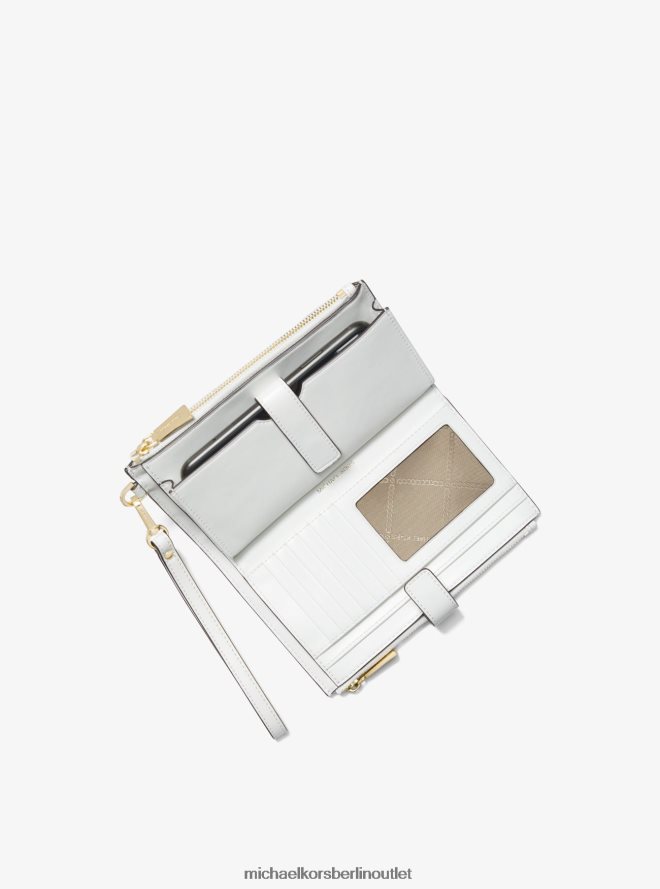 Zubehör de Michael Kors Frauen Adele Smartphone-Geldbörse aus gewebtem Leder Optik weiß 404V221582