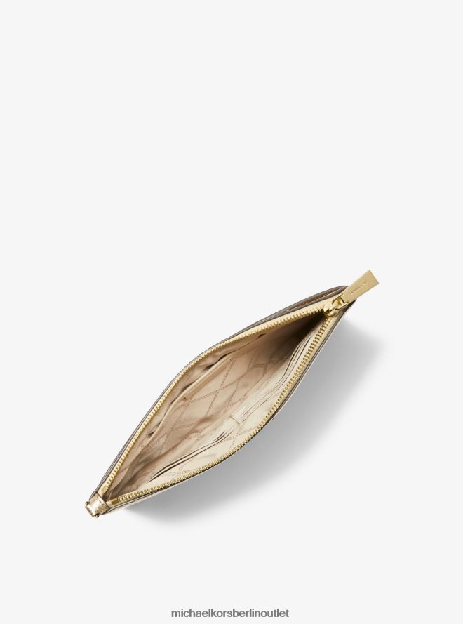 Zubehör de Michael Kors Frauen Großes Armband aus genarbtem Metallic-Leder Weißgold 404V221585