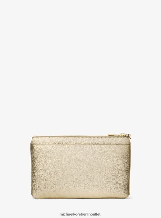 Zubehör de Michael Kors Frauen Großes Armband aus genarbtem Metallic-Leder Weißgold 404V221585