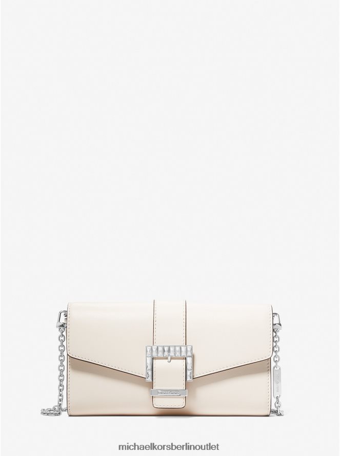 Zubehör de Michael Kors Frauen Penelope mittelgroße Lederclutch Es ist Sahne 404V221517