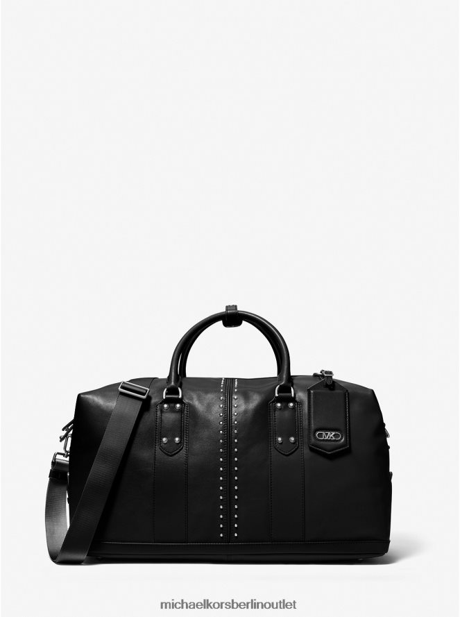 Zubehör de Michael Kors Frauen Astor-Reisetasche aus Leder mit Nieten Schwarz 404V221529