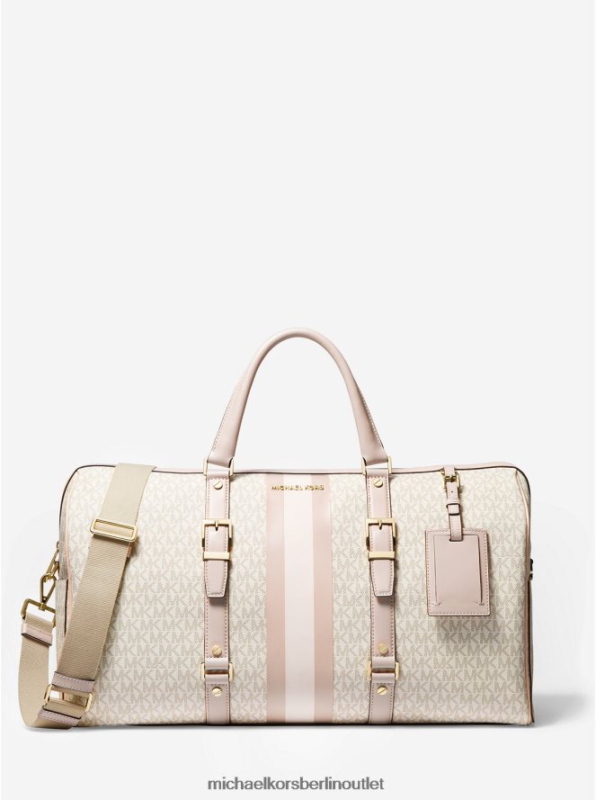 Zubehör de Michael Kors Frauen Bedford Travel – extragroße Weekender-Tasche mit Logostreifen Vanille/Zartrosa 404V221522
