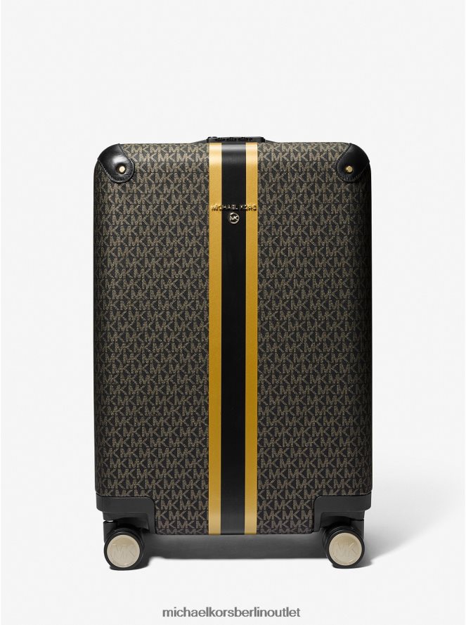 Zubehör de Michael Kors Frauen Koffer mit Metallic-Logostreifen schwarzes Gold 404V221575
