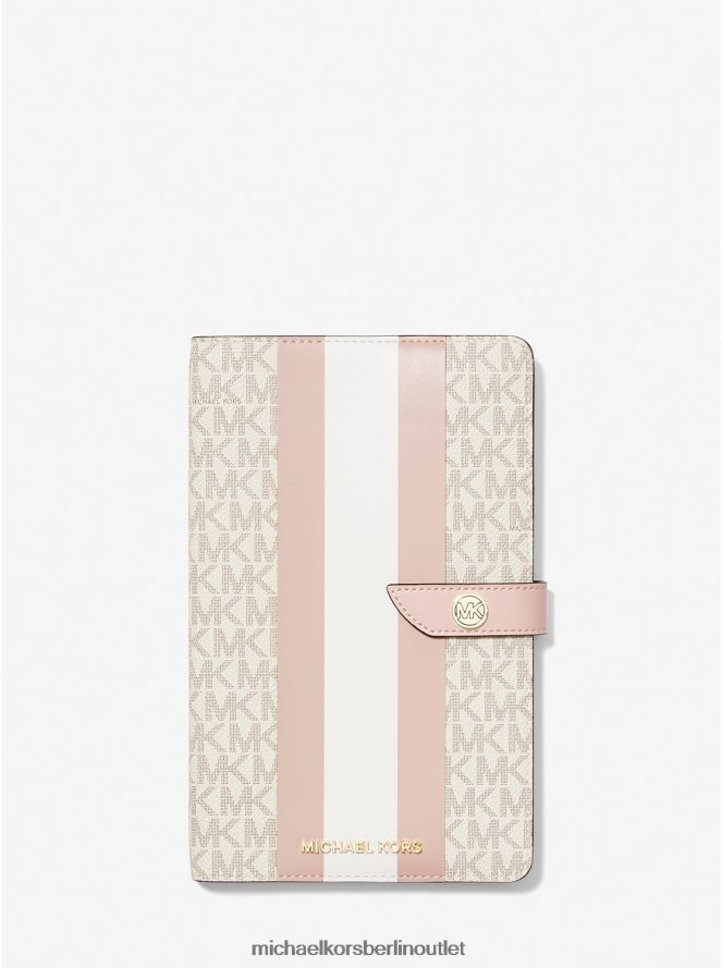 Zubehör de Michael Kors Frauen Mittelgroßes Notizbuch mit Logostreifen Vanille/Zartrosa 404V221549