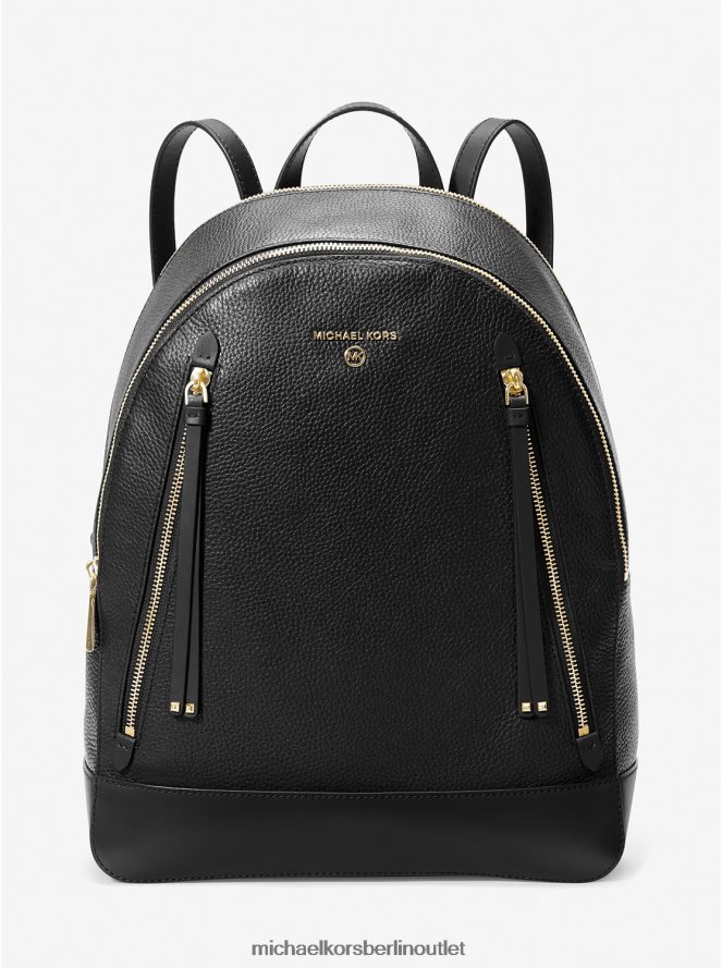 Zubehör de Michael Kors Frauen Großer Brooklyn-Rucksack aus genarbtem Leder Schwarz 404V221232