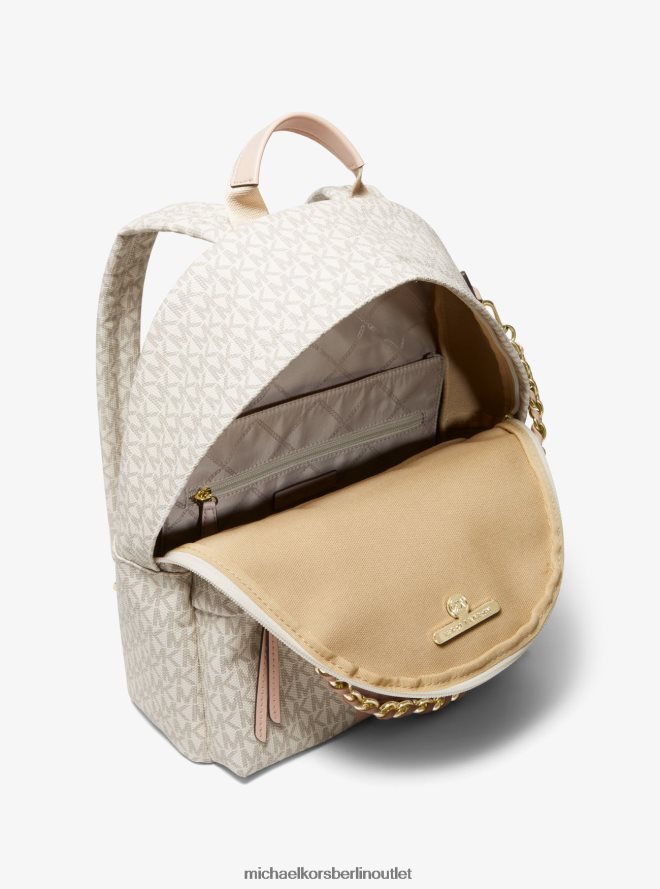 Zubehör de Michael Kors Frauen Mittelgroßer Slater-Rucksack mit Logostreifen Vanille/Zartrosa 404V221197