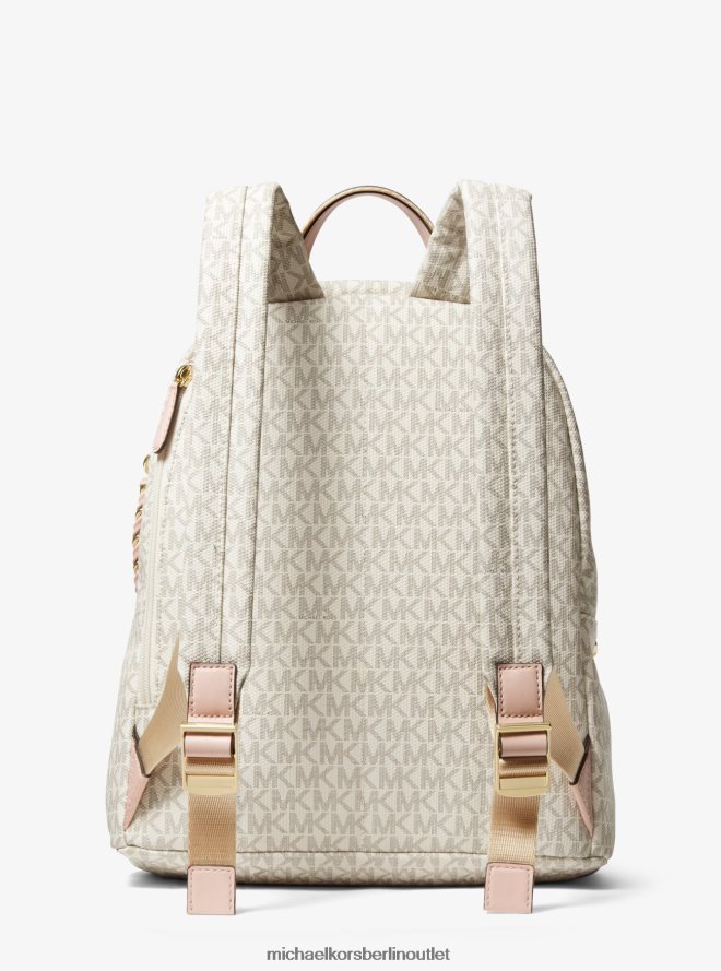 Zubehör de Michael Kors Frauen Mittelgroßer Slater-Rucksack mit Logostreifen Vanille/Zartrosa 404V221197