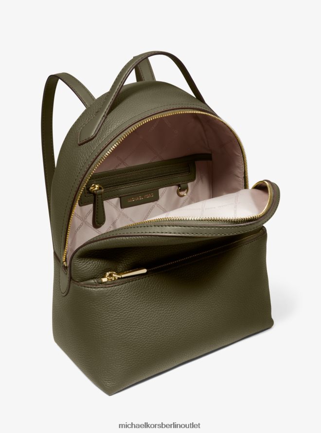 Zubehör de Michael Kors Frauen Mittelgroßer Valerie-Rucksack aus genarbtem Leder Olive 404V221229