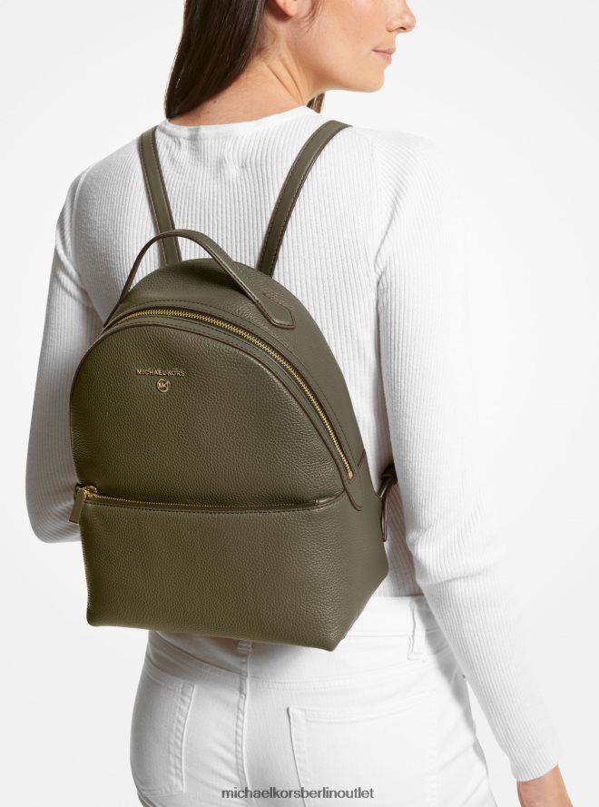 Zubehör de Michael Kors Frauen Mittelgroßer Valerie-Rucksack aus genarbtem Leder Olive 404V221229