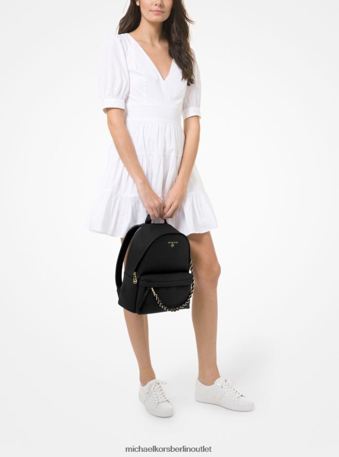 Zubehör de Michael Kors Frauen Slater mittelgroßer Rucksack aus genarbtem Leder Schwarz 404V221236