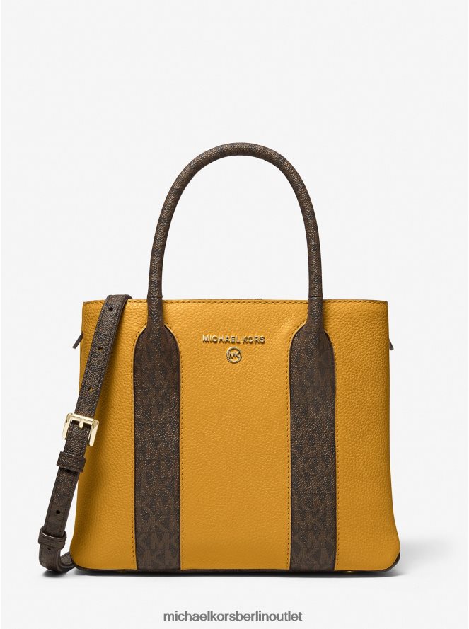 Zubehör de Michael Kors Frauen Austin mittelgroße Umhängetasche aus genarbtem Leder Ringelblume 404V221475