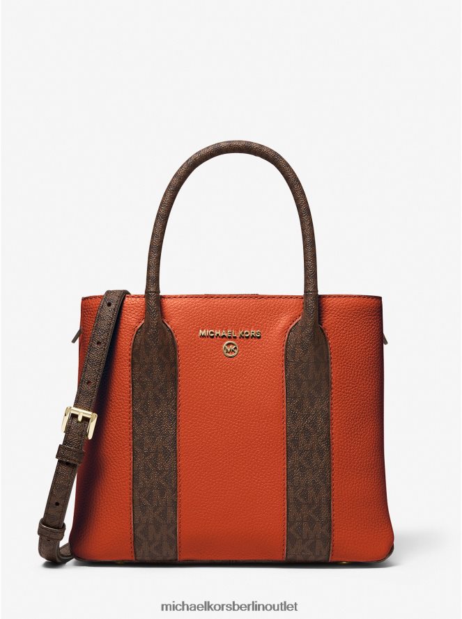Zubehör de Michael Kors Frauen Austin mittelgroße Umhängetasche aus genarbtem Leder tiefes Orange 404V221473