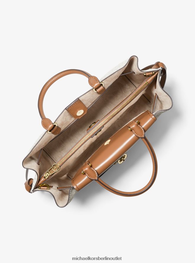 Zubehör de Michael Kors Frauen Hamilton Legacy Umhängetasche mit großem Logo und Gürtel Vanille/Eichel 404V221411