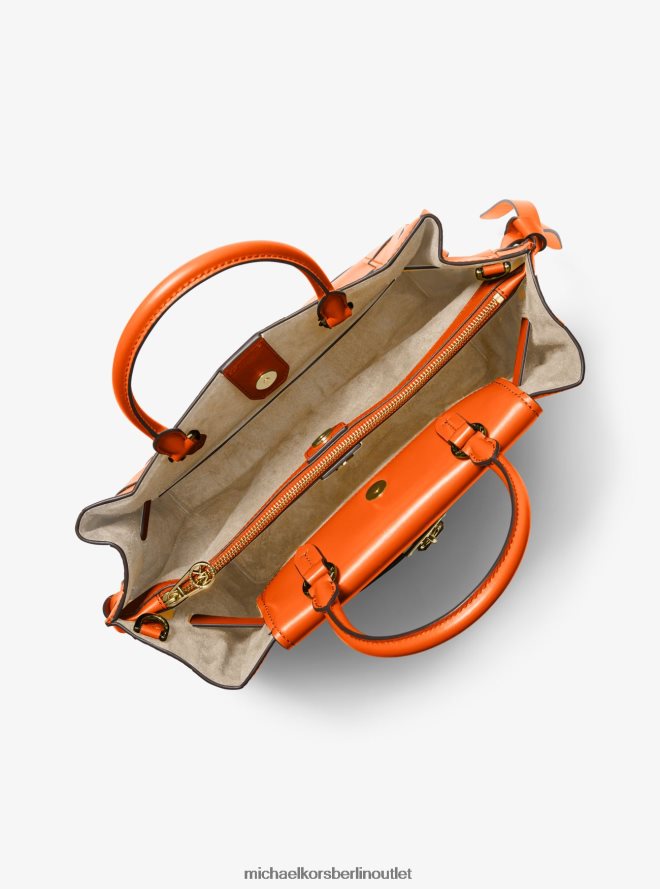 Zubehör de Michael Kors Frauen Hamilton Legacy große Umhängetasche aus gewebtem Leder mit Gürtel optisches Orange 404V221398