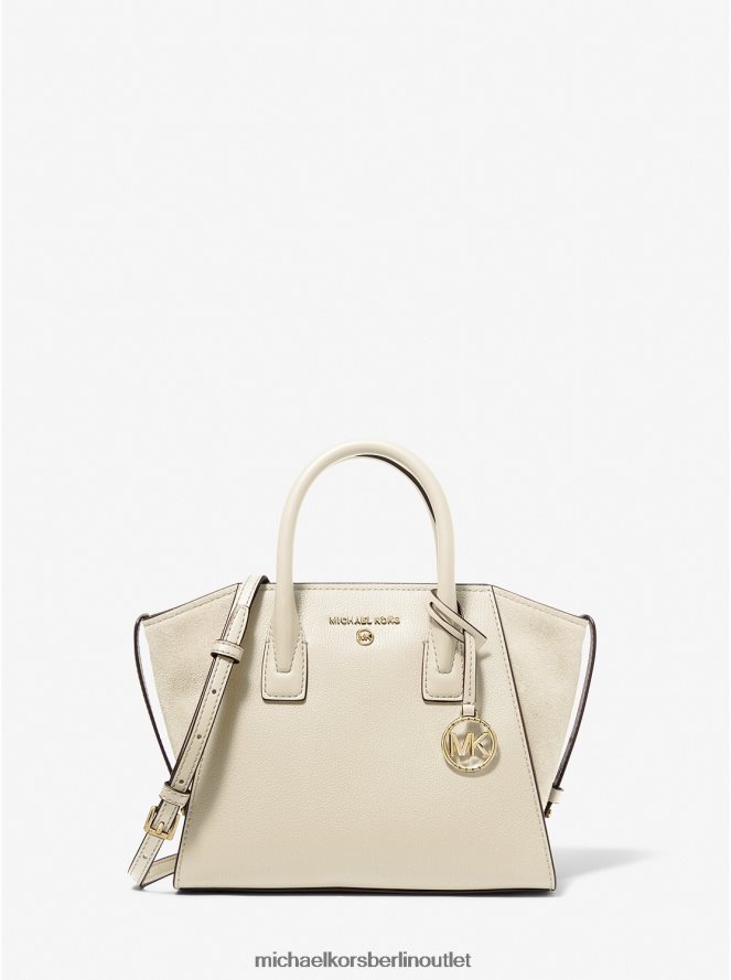 Zubehör de Michael Kors Frauen Kleine Avril-Umhängetasche aus Leder mit Reißverschluss oben Es ist Sahne 404V221501
