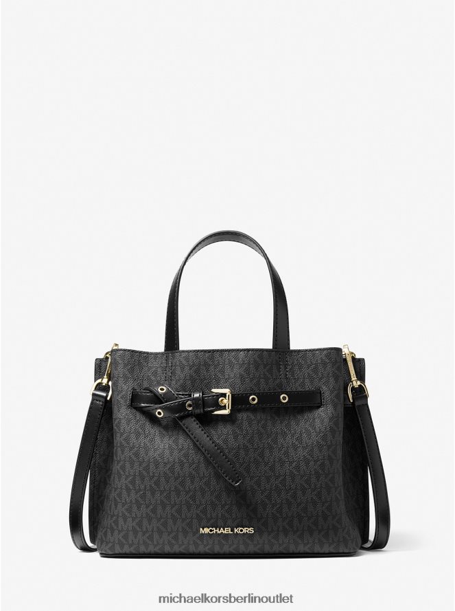 Zubehör de Michael Kors Frauen Kleine Emilia-Umhängetasche mit Logo Schwarz 404V221420