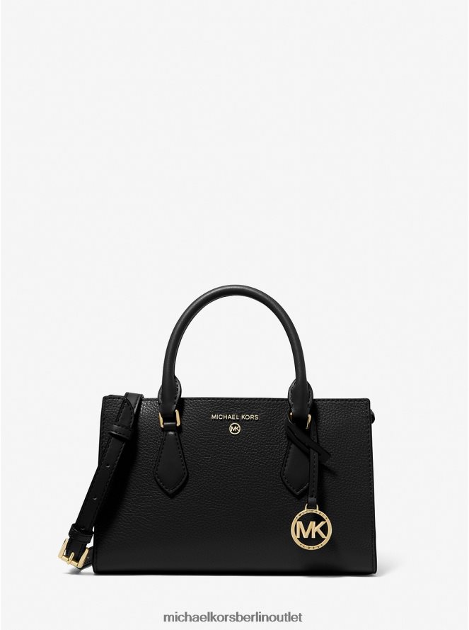 Zubehör de Michael Kors Frauen Kleine Valerie-Umhängetasche aus genarbtem Leder Schwarz 404V221492