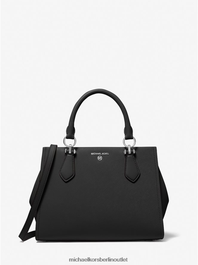 Zubehör de Michael Kors Frauen Marilyn mittelgroße Umhängetasche aus Saffiano-Leder Schwarz 404V221421