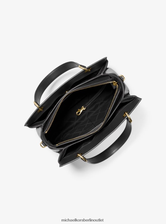 Zubehör de Michael Kors Frauen Susan mittelgroße gesteppte Ledertasche Schwarz 404V221514