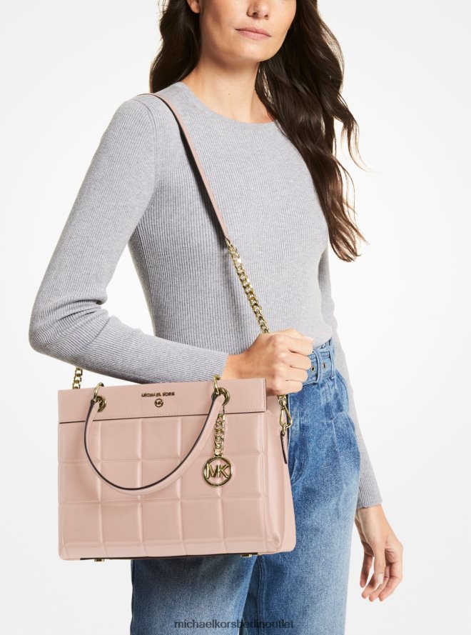 Zubehör de Michael Kors Frauen Susan mittelgroße gesteppte Ledertasche zartes Rosa 404V221513