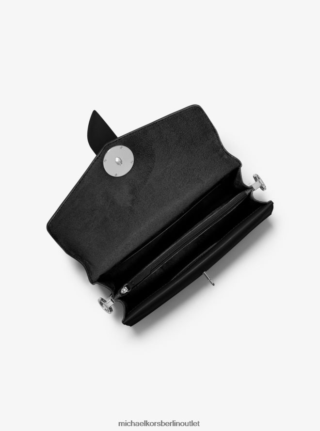 Zubehör de Michael Kors Frauen Greenwich mittelgroße Umhängetasche aus Saffiano-Leder mit Nieten Schwarz 404V221339