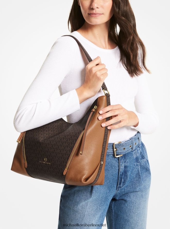 Zubehör de Michael Kors Frauen Große Brooklyn-Umhängetasche mit Logo Brn/Eichel 404V221382