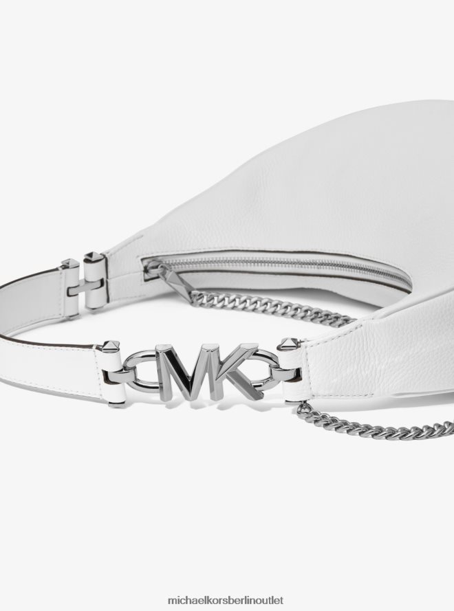 Zubehör de Michael Kors Frauen Große Umhängetasche aus gekrispeltem Leder von Piper Optik weiß 404V221298