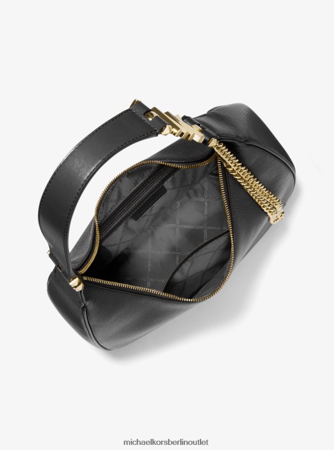 Zubehör de Michael Kors Frauen Große Umhängetasche aus gekrispeltem Leder von Piper Schwarz 404V221293