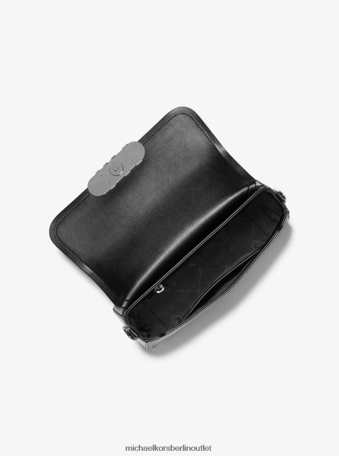 Zubehör de Michael Kors Frauen Mittlere Umhängetasche aus Leder mit Schlangenprägung von Parker Schwarz 404V221368