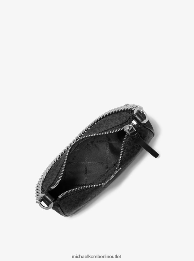 Zubehör de Michael Kors Frauen Pochette mit kleinem Logo und Jet-Set-Anhänger Schwarz 404V221353