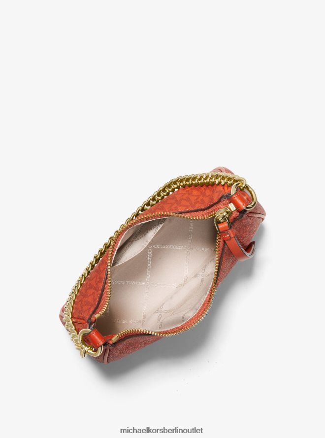 Zubehör de Michael Kors Frauen Pochette mit kleinem Logo und Jet-Set-Anhänger tiefes Orange 404V221356
