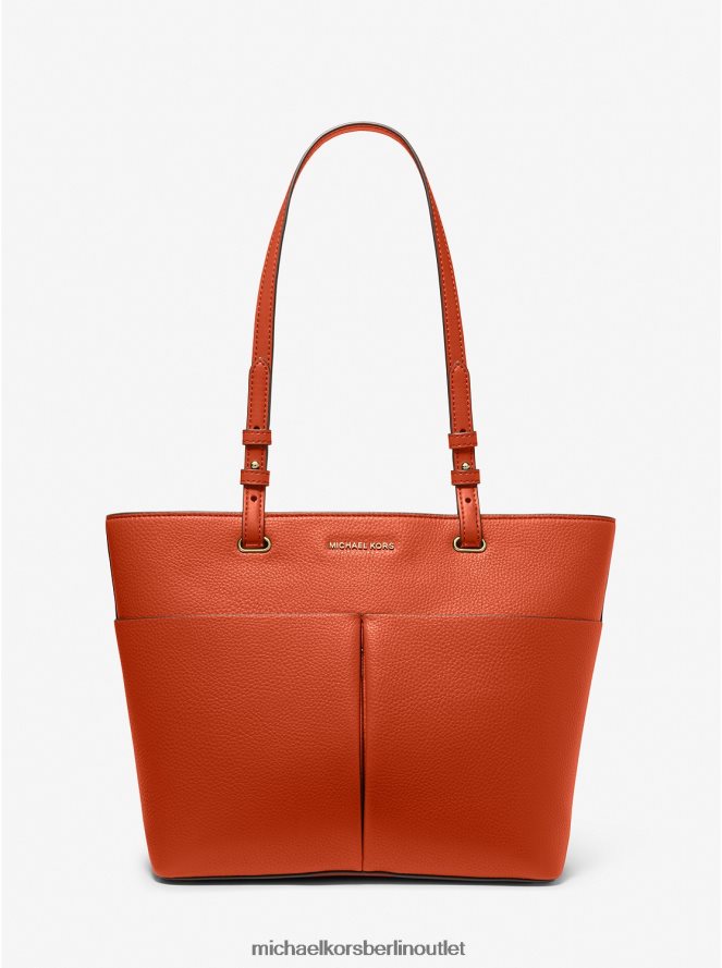 Zubehör de Michael Kors Frauen Bedford mittelgroße Tragetasche aus Kunstleder tiefes Orange 404V221172