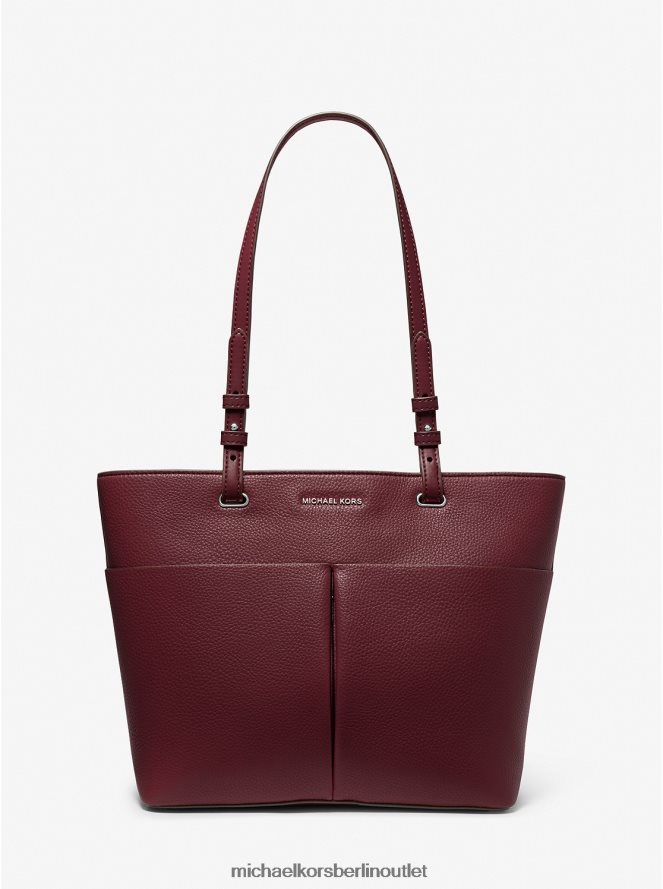 Zubehör de Michael Kors Frauen Bedford mittelgroße Tragetasche aus genarbtem Kunstleder Merlot 404V221162