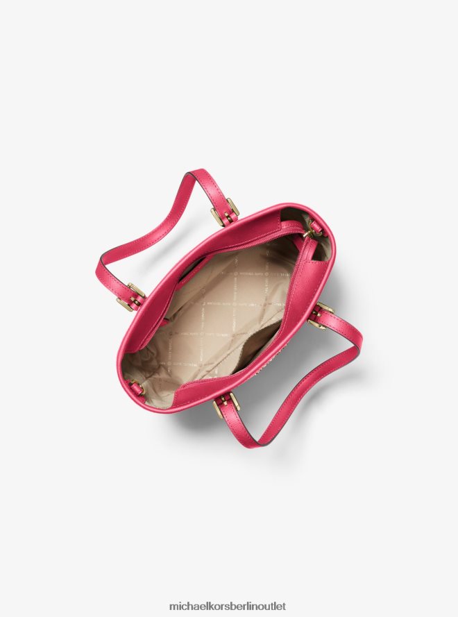 Zubehör de Michael Kors Frauen Extra kleine Jet Set Travel-Tragetasche mit Logo oben und Reißverschluss Karminrosa Multi 404V221106