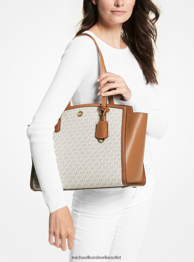 Zubehör de Michael Kors Frauen Große Chantal-Tragetasche mit Logo Vanille/Eichel 404V221166