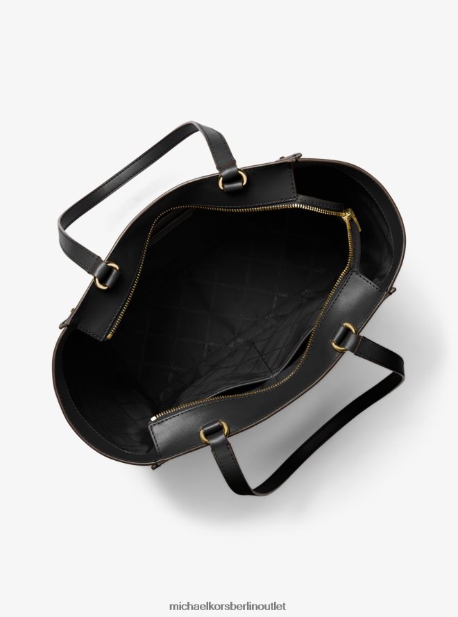 Zubehör de Michael Kors Frauen Große Harrison-Tragetasche aus Leder Schwarz 404V221095