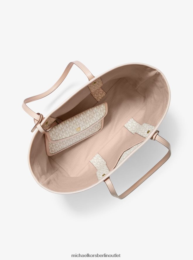 Zubehör de Michael Kors Frauen Große Tragetasche mit Logo-Streifen von Eva Vanille/Zartrosa 404V221076