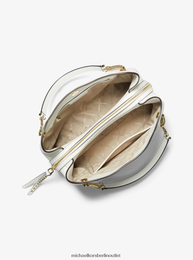 Zubehör de Michael Kors Frauen Große Umhängetasche aus gekrispeltem Leder von Piper Optik weiß 404V221068