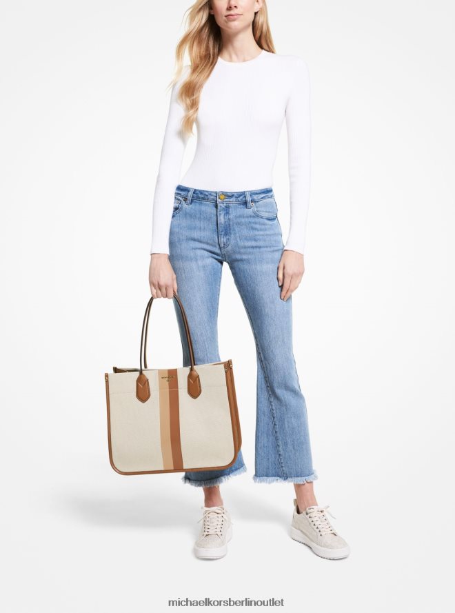 Zubehör de Michael Kors Frauen Heidi große, gestreifte Canvas-Einkaufstasche Gepäck multi 404V221186