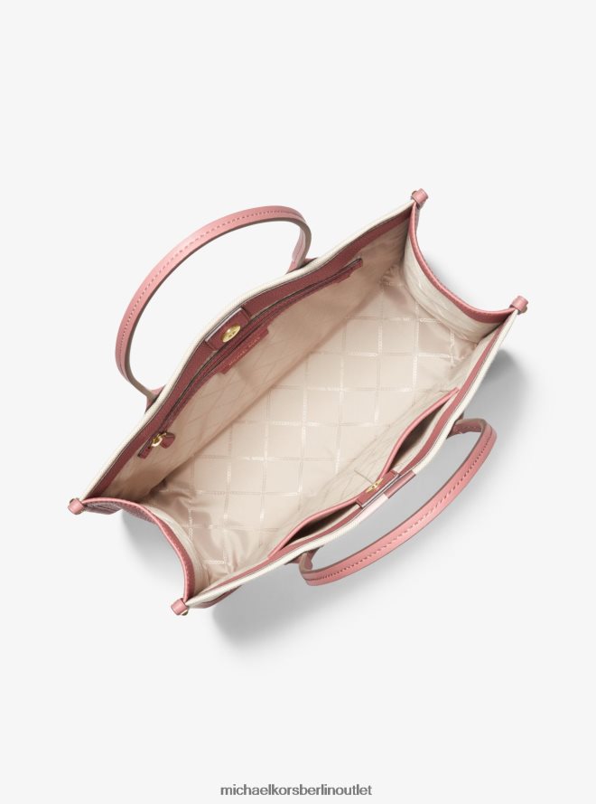 Zubehör de Michael Kors Frauen Heidi große, gestreifte Canvas-Einkaufstasche rosa multi 404V221183