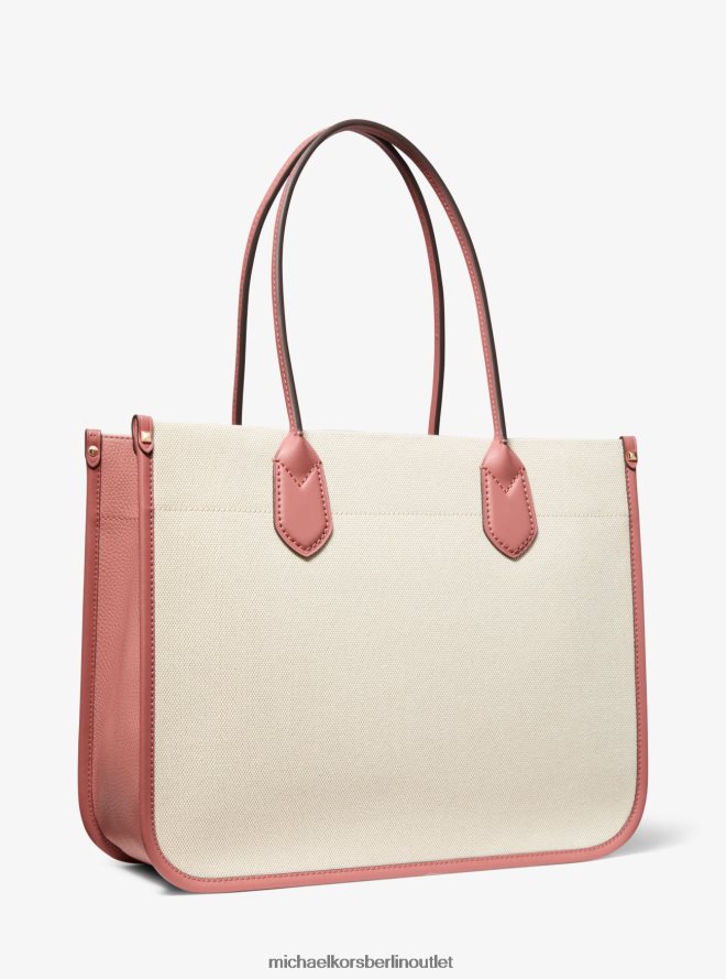 Zubehör de Michael Kors Frauen Heidi große, gestreifte Canvas-Einkaufstasche rosa multi 404V221183