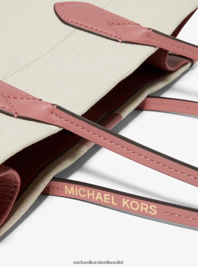 Zubehör de Michael Kors Frauen Heidi große, gestreifte Canvas-Einkaufstasche rosa multi 404V221183