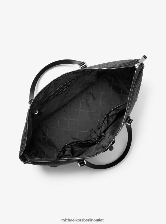 Zubehör de Michael Kors Frauen Heritage-Einkaufstasche mit großem Logo Schwarz-Weiss 404V221178