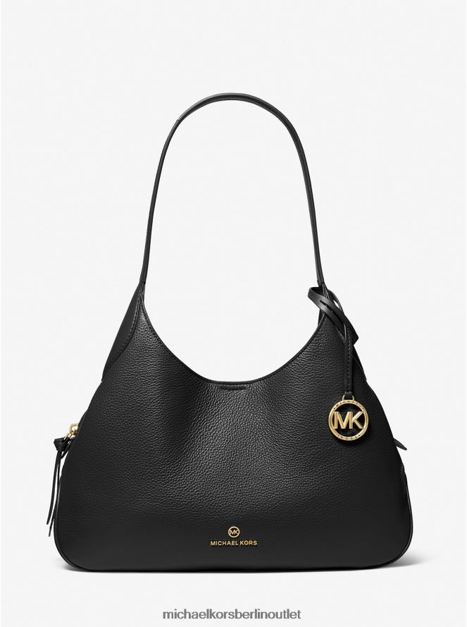 Zubehör de Michael Kors Frauen Kelsey große Umhängetasche aus genarbtem Leder Schwarz 404V221137