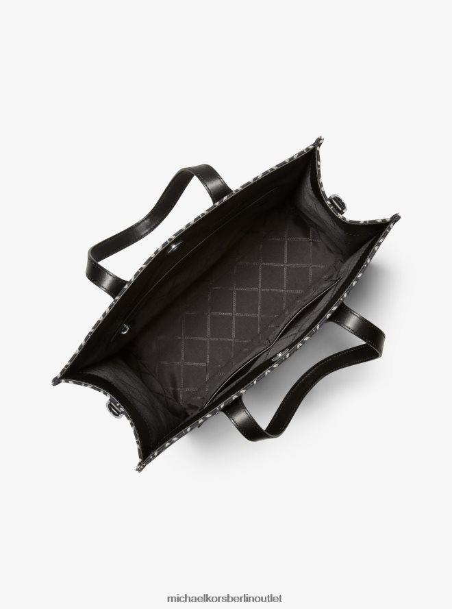 Zubehör de Michael Kors Frauen Kempner-Jacquard-Einkaufstasche mit großem Logo schwarz/hellcreme 404V221088